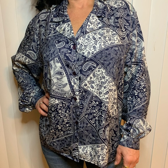 Paisley Button Down Blouse - Picture 1 of 5